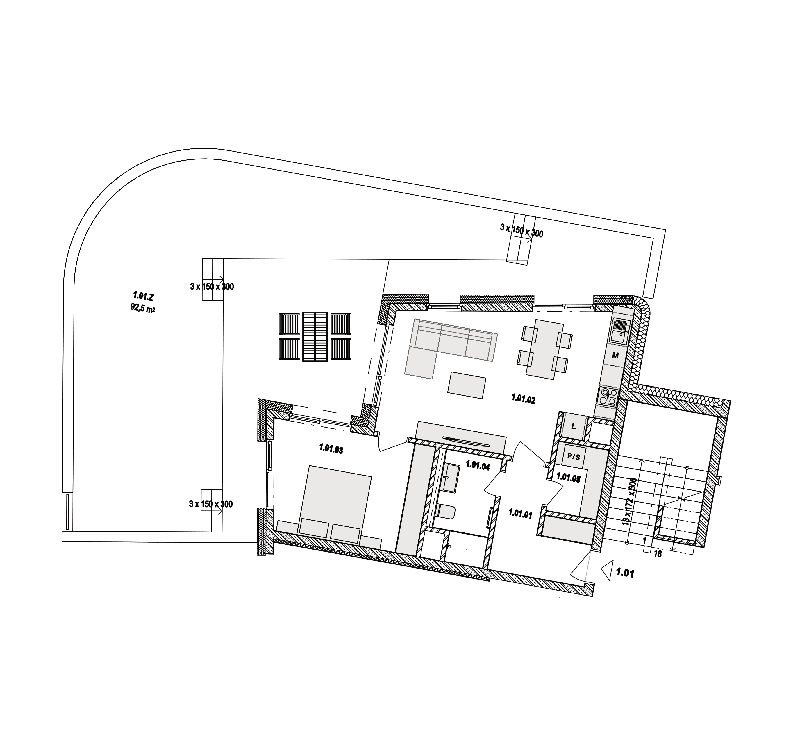 Půdorys bytu PA.A.2.02